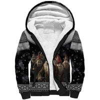 13 Yule Lads Iceland Christmas Sherpa Hoodie Jolasveinar and Nordic Traditional Pattern - Wonder Print Shop
