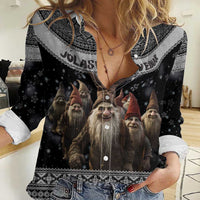 13 Yule Lads Iceland Christmas Women Casual Shirt Jolasveinar and Nordic Traditional Pattern - Wonder Print Shop