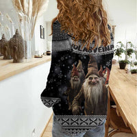 13 Yule Lads Iceland Christmas Women Casual Shirt Jolasveinar and Nordic Traditional Pattern - Wonder Print Shop