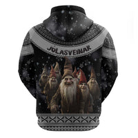 13 Yule Lads Iceland Christmas Zip Hoodie Jolasveinar and Nordic Traditional Pattern - Wonder Print Shop