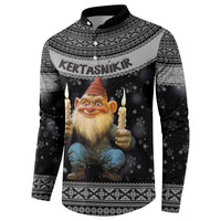 Iceland Kertasnikir Christmas Button Sweatshirt Candle Beggar and Nordic Traditional Pattern - Wonder Print Shop