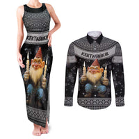 Iceland Kertasnikir Christmas Couples Matching Tank Maxi Dress and Long Sleeve Button Shirt Candle Beggar and Nordic Traditional Pattern - Wonder Print Shop