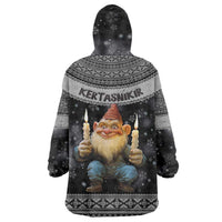 Iceland Kertasnikir Christmas Wearable Blanket Hoodie Candle Beggar and Nordic Traditional Pattern - Wonder Print Shop