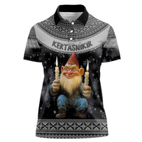 Iceland Kertasnikir Christmas Women Polo Shirt Candle Beggar and Nordic Traditional Pattern - Wonder Print Shop