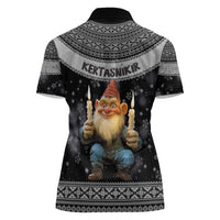 Iceland Kertasnikir Christmas Women Polo Shirt Candle Beggar and Nordic Traditional Pattern - Wonder Print Shop