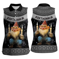 Iceland Kertasnikir Christmas Women Sleeveless Polo Shirt Candle Beggar and Nordic Traditional Pattern - Wonder Print Shop