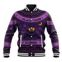 Iceland Jolakotturinn Christmas Baseball Jacket Yule Cat and Nordic Traditional Pattern - Wonder Print Shop