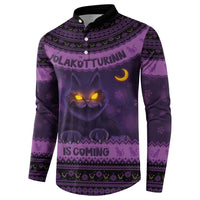 Iceland Jolakotturinn Christmas Button Sweatshirt Yule Cat and Nordic Traditional Pattern - Wonder Print Shop