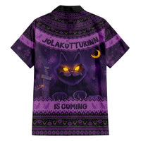 Iceland Jolakotturinn Christmas Family Matching Short Sleeve Bodycon Dress and Hawaiian Shirt Yule Cat and Nordic Traditional Pattern - Wonder Print Shop