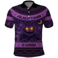 Iceland Jolakotturinn Christmas Polo Shirt Yule Cat and Nordic Traditional Pattern - Wonder Print Shop