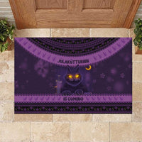 Iceland Jolakotturinn Christmas Rubber Doormat Yule Cat and Nordic Traditional Pattern - Wonder Print Shop