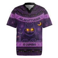 Iceland Jolakotturinn Christmas Rugby Jersey Yule Cat and Nordic Traditional Pattern - Wonder Print Shop