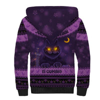 Iceland Jolakotturinn Christmas Sherpa Hoodie Yule Cat and Nordic Traditional Pattern - Wonder Print Shop