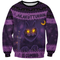Iceland Jolakotturinn Christmas Sweatshirt Yule Cat and Nordic Traditional Pattern - Wonder Print Shop
