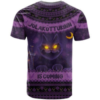 Iceland Jolakotturinn Christmas T Shirt Yule Cat and Nordic Traditional Pattern - Wonder Print Shop