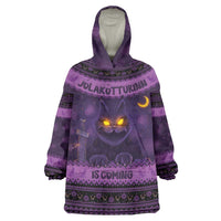 Iceland Jolakotturinn Christmas Wearable Blanket Hoodie Yule Cat and Nordic Traditional Pattern - Wonder Print Shop