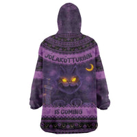 Iceland Jolakotturinn Christmas Wearable Blanket Hoodie Yule Cat and Nordic Traditional Pattern - Wonder Print Shop