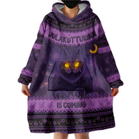 Iceland Jolakotturinn Christmas Wearable Blanket Hoodie Yule Cat and Nordic Traditional Pattern - Wonder Print Shop