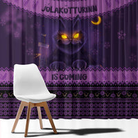Iceland Jolakotturinn Christmas Window Curtain Yule Cat and Nordic Traditional Pattern - Wonder Print Shop