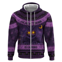 Iceland Jolakotturinn Christmas Zip Hoodie Yule Cat and Nordic Traditional Pattern - Wonder Print Shop