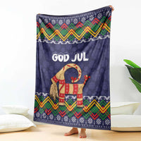 Scandinavian Yule Goat Christmas Blanket with Scandinavian Folk Pattern Style
