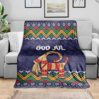 Scandinavian Yule Goat Christmas Blanket with Scandinavian Folk Pattern Style