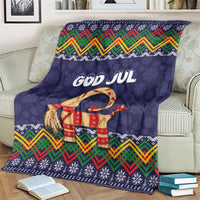 Scandinavian Yule Goat Christmas Blanket with Scandinavian Folk Pattern Style