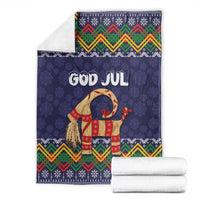 Scandinavian Yule Goat Christmas Blanket with Scandinavian Folk Pattern Style