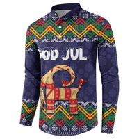 Scandinavian Yule Goat Christmas Button Sweatshirt with Scandinavian Folk Pattern Style - Wonder Print Shop