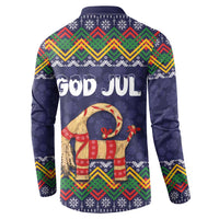 Scandinavian Yule Goat Christmas Button Sweatshirt with Scandinavian Folk Pattern Style - Wonder Print Shop
