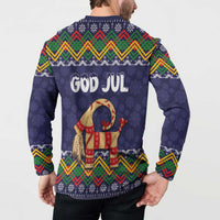 Scandinavian Yule Goat Christmas Button Sweatshirt with Scandinavian Folk Pattern Style - Wonder Print Shop