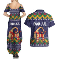 Scandinavian Yule Goat Christmas Couples Matching Summer Maxi Dress and Hawaiian Shirt with Scandinavian Folk Pattern Style - Wonder Print Shop