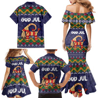 Scandinavian Yule Goat Christmas Family Matching Mermaid Dress and Hawaiian Shirt with Scandinavian Folk Pattern Style - Wonder Print Shop