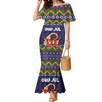 Scandinavian Yule Goat Christmas Family Matching Mermaid Dress and Hawaiian Shirt with Scandinavian Folk Pattern Style - Wonder Print Shop