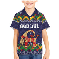 Scandinavian Yule Goat Christmas Family Matching Mermaid Dress and Hawaiian Shirt with Scandinavian Folk Pattern Style - Wonder Print Shop
