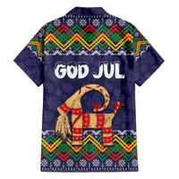 Scandinavian Yule Goat Christmas Family Matching Off The Shoulder Long Sleeve Dress and Hawaiian Shirt with Scandinavian Folk Pattern Style - Wonder Print Shop