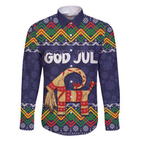 Scandinavian Yule Goat Christmas Family Matching Off The Shoulder Long Sleeve Dress and Hawaiian Shirt with Scandinavian Folk Pattern Style - Wonder Print Shop