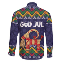 Scandinavian Yule Goat Christmas Family Matching Off The Shoulder Long Sleeve Dress and Hawaiian Shirt with Scandinavian Folk Pattern Style - Wonder Print Shop