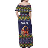 Scandinavian Yule Goat Christmas Family Matching Off Shoulder Maxi Dress and Hawaiian Shirt with Scandinavian Folk Pattern Style - Wonder Print Shop