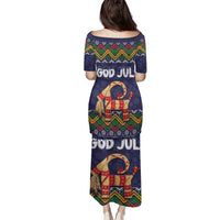 Scandinavian Yule Goat Christmas Family Matching Puletasi and Hawaiian Shirt with Scandinavian Folk Pattern Style - Wonder Print Shop