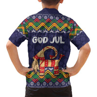 Scandinavian Yule Goat Christmas Family Matching Short Sleeve Bodycon Dress and Hawaiian Shirt with Scandinavian Folk Pattern Style - Wonder Print Shop