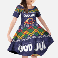 Scandinavian Yule Goat Christmas Family Matching Short Sleeve Bodycon Dress and Hawaiian Shirt with Scandinavian Folk Pattern Style - Wonder Print Shop