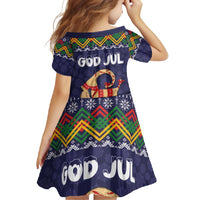 Scandinavian Yule Goat Christmas Family Matching Short Sleeve Bodycon Dress and Hawaiian Shirt with Scandinavian Folk Pattern Style - Wonder Print Shop
