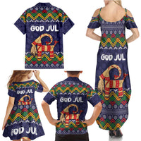 Scandinavian Yule Goat Christmas Family Matching Summer Maxi Dress and Hawaiian Shirt with Scandinavian Folk Pattern Style - Wonder Print Shop