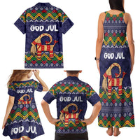 Scandinavian Yule Goat Christmas Family Matching Tank Maxi Dress and Hawaiian Shirt with Scandinavian Folk Pattern Style - Wonder Print Shop