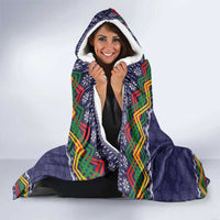 Scandinavian Yule Goat Christmas Hooded Blanket with Scandinavian Folk Pattern Style