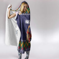 Scandinavian Yule Goat Christmas Hooded Blanket with Scandinavian Folk Pattern Style