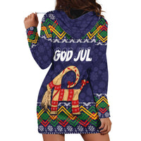 Scandinavian Yule Goat Christmas Hoodie Dress with Scandinavian Folk Pattern Style - Wonder Print Shop