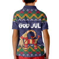 Scandinavian Yule Goat Christmas Kid Polo Shirt with Scandinavian Folk Pattern Style - Wonder Print Shop