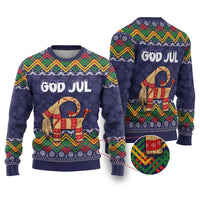 Scandinavian Yule Goat Christmas Ugly Christmas Sweater with Scandinavian Folk Pattern Style - Wonder Print Shop